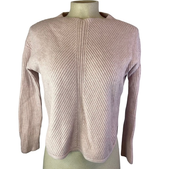 Babaton 'Chalmers' Light Pink Mock Neck Knit Sweater Size XS Linen/Wool Blend - Picture 2 of 10